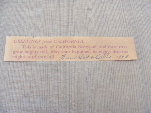 California Red wood plaque 1943signed AD  