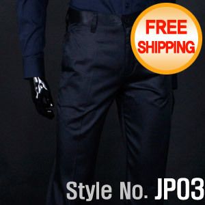 Men Casual Slim Fit cotton Shiny Navy pants Trousers  