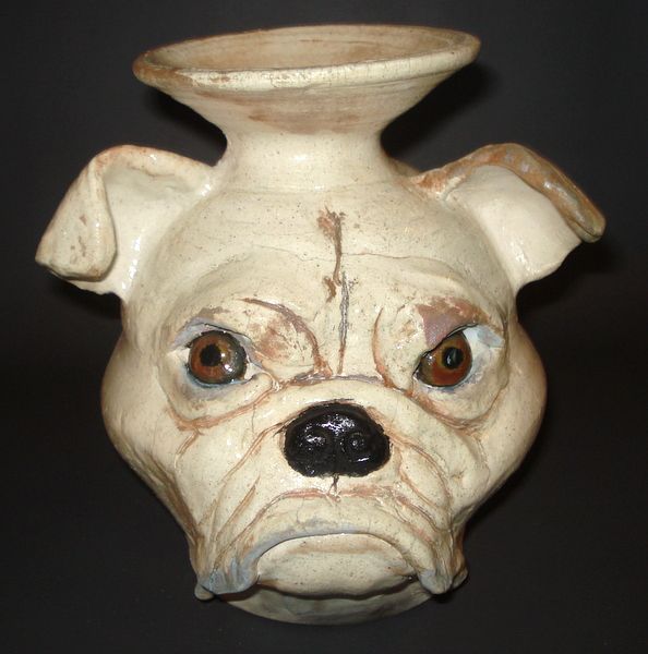 Pennington Pottery  Raku Dog Face Jug  