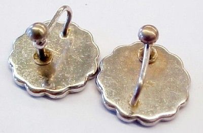 Vintage Sterling Silver Asian Screw Back Earrings  