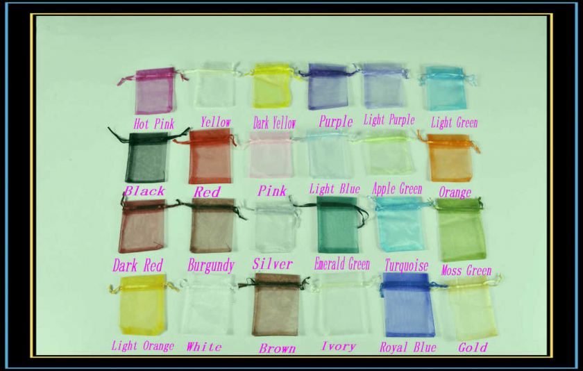 12/25/50/100 pcs Organza Jewelry Gift Pouch Bags 7x9cm 3X4 Inch 24 