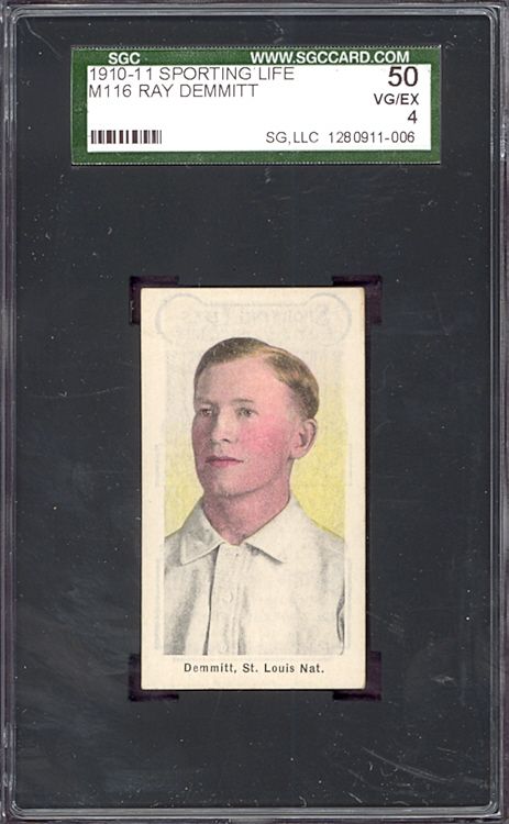 1910 M116 Sporting Life Ray Demmitt St. Louis SGC 50  