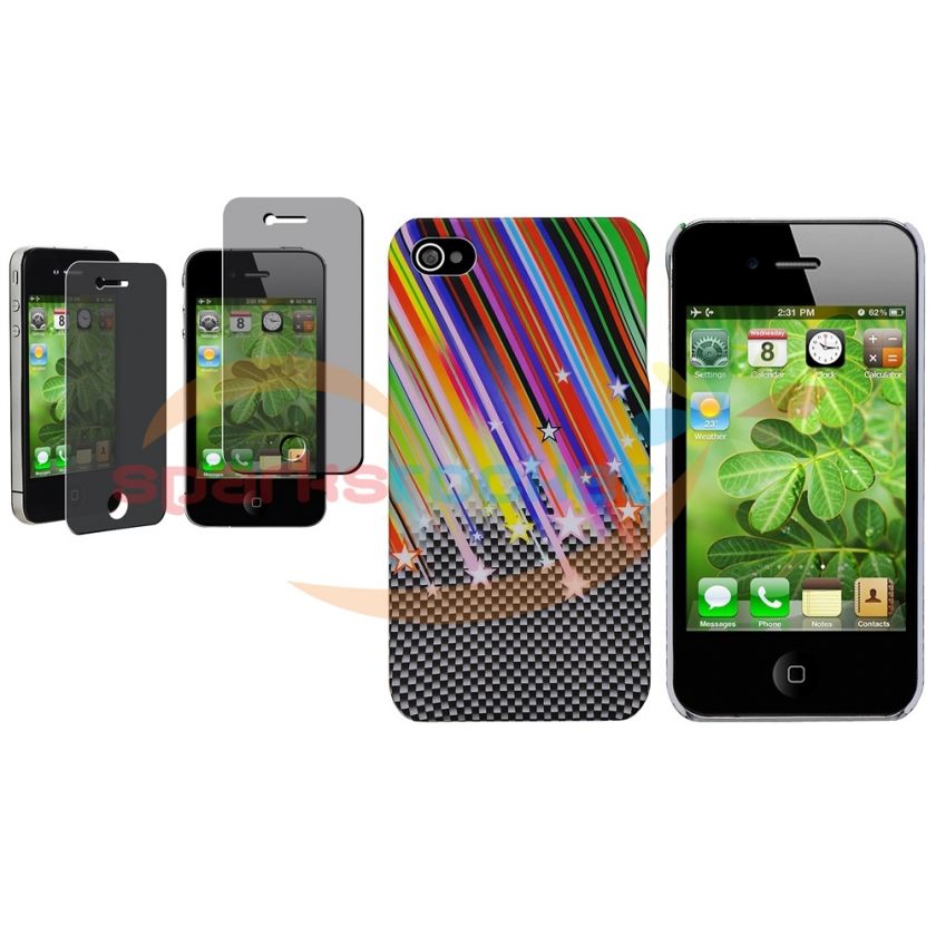 Star Rubber Hard Cover Case+Privacy LCD for iPhone 4 s 4s 4G  