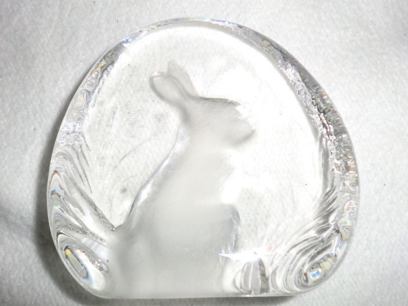 ZAJECAR CRYSTAL RABBIT BUNNY PAPER WEIGHT YUGOSLAVIA  