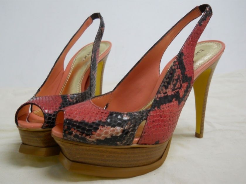 bebe Zahara Snake Slingback Platform Sandal Sizes 7 8