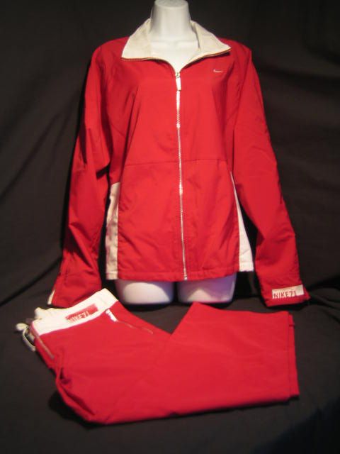 NIKE 71 red 2 piece jacket pants set Women GYM YOGA  