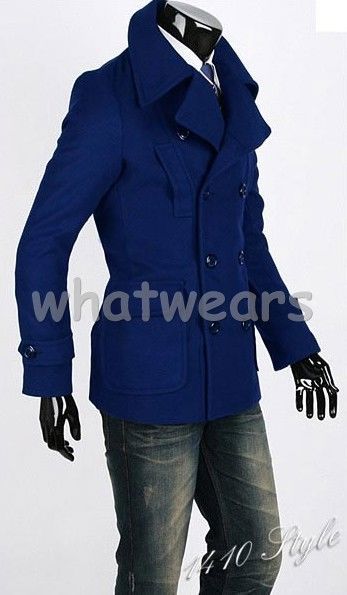 Mens Double Breasted Trench Coat /Jacket Black W54  