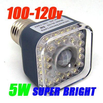 Auto PIR 5W LED Light Sensor Motion Detector Lamp 110V  