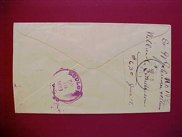 VT SHREWSBURY 1888 #213 COVER, DPO RUTLAND CO  