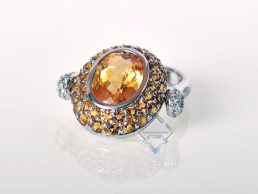 LeVian 14K White Gold and Citrine Swivel Ring WOW  