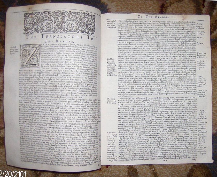 1613 King James Bible Leaves/RARE/EPISTLE DEDICATORY  