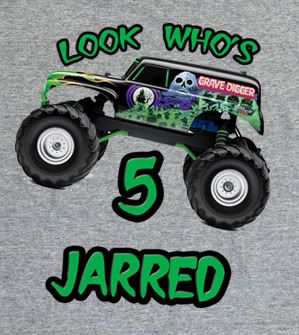 Personalized Grave Digger Monster Truck Birthday Shirt  