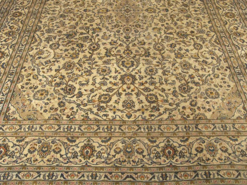   Handmade Antique 1930s Genuine Persian Kashan Wool Room Size Rug 1811