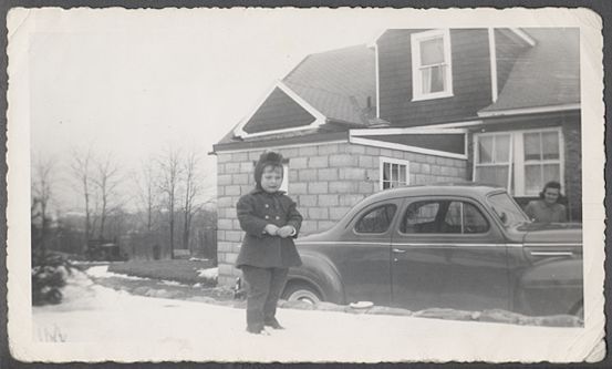 Photo Girl Rubber Snow Boots 1940 Plymouth Car 519511  