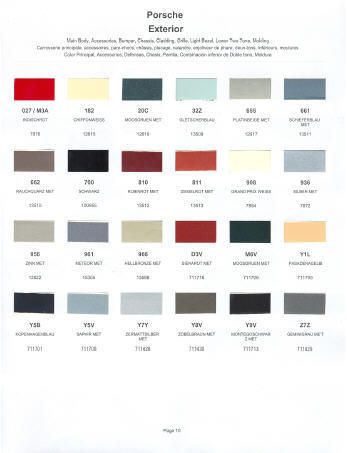 1983 PORSCHE PAINT COLOR SAMPLE CHIPS CARD OEM COLORS  