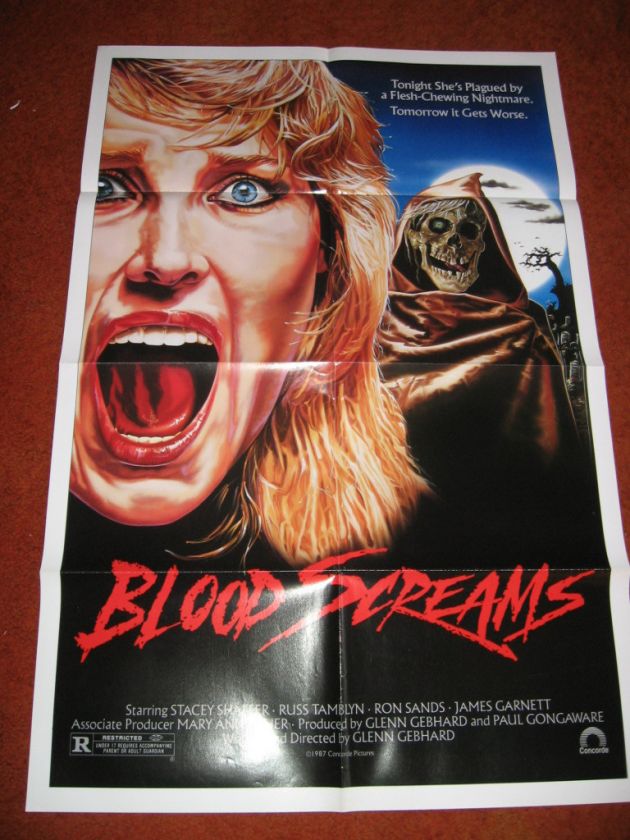 BLOOD SCREAMS original MOVIE POSTER 1987 horror skeleton  