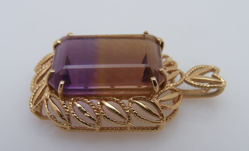 14Kt Solid Yellow Gold Ametrine Pendant 14 Karat  