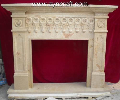 Gothic Marble Fireplace Mantelpiece sculpture surround  