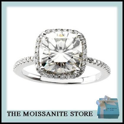 70 CT MOISSANITE CUSHION & ROUND HALO RING  