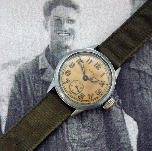 Old Antique Original WWII Elgin Military Ordnance Watch w NOS Strap 