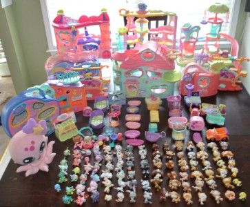 LITTLEST PET SHOP LOT 99 PETS+9 BUILDINGS/PLAYSETS+CASE & MORE  