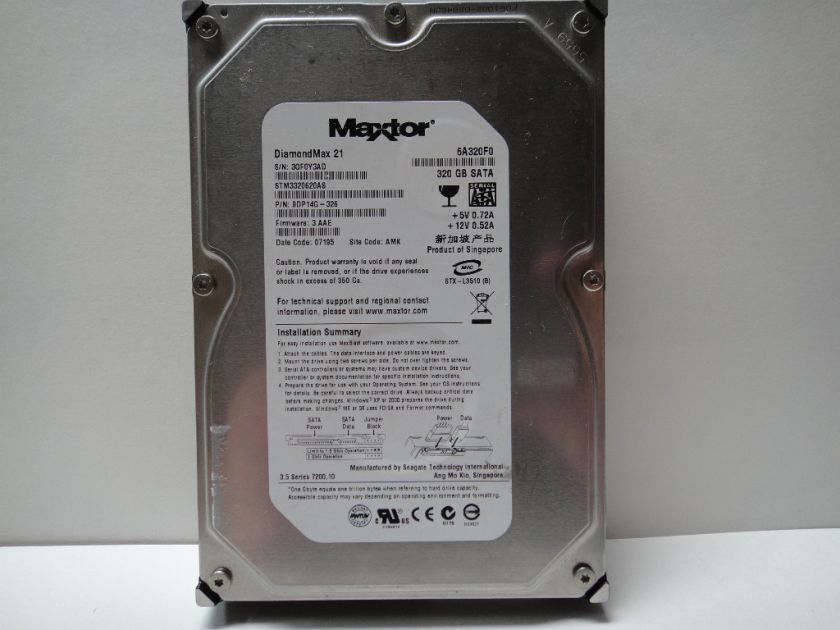 Maxtor DiamondMax 21 320GB SATA STM3320620AS 3.AAE AMK  