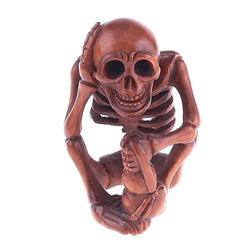 Handwork Boxwood Wood Netsuke Skeleton Gourd NBC005  