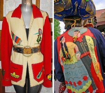 Vntg 60s Wool Felt EMBROIDERED MEXICAN Tourist Wearable ART JACKET 