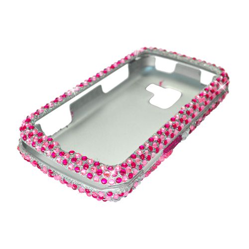   Optimus Slider LS700 Phone Pink Heart 395 Full Bling Hard Case Cover