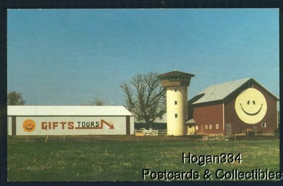 House On Silo Smiley Face On Barn Madison Wisc Postcard  