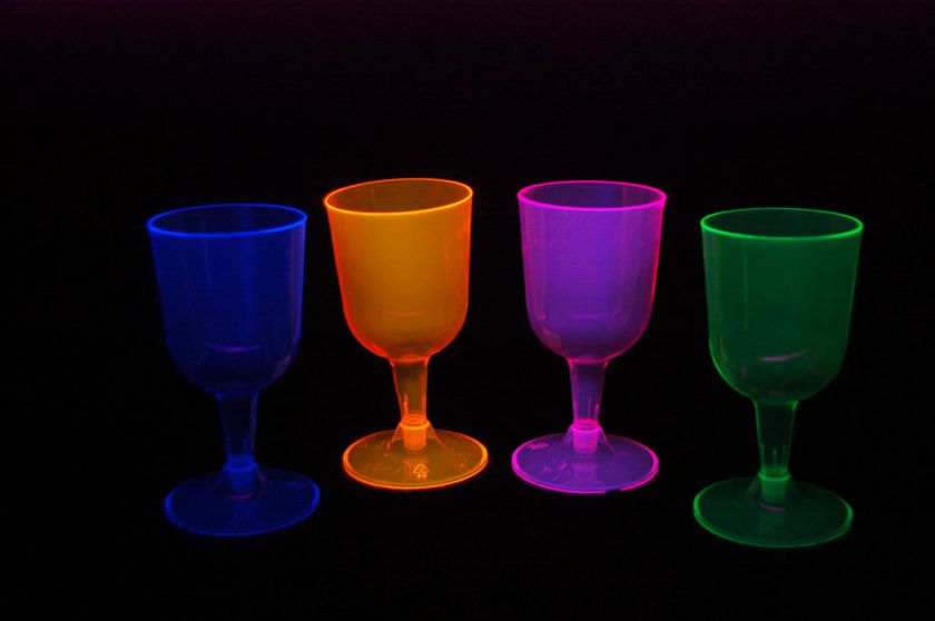 Neon Blacklight Reactive Wine Glasses   20 ct 98382655901  