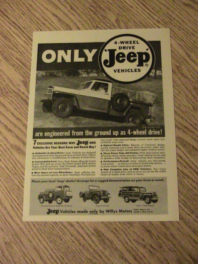 1960 WILLYS MOTORS ADVERTISEMENT JEEP 4WD AD TRUCK MAN  