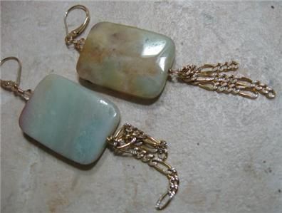 HUGE ITE 14K GOLD CHUNKY GEMSTONE EARRINGS  