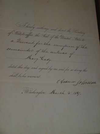 Andrew Johnson SIGNED 1867 WARRANT Doc. William Seward  