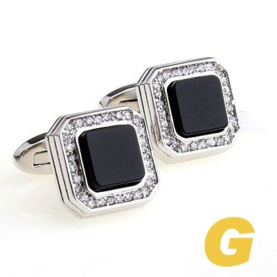 Stainless Steel Cufflinks Agate Square Gift Box 5626A  