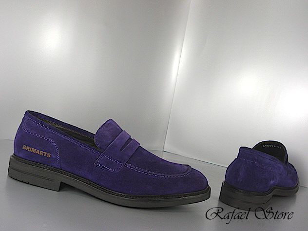 Scarpe Uomo Mocassino BRIMARTS Galizio Torresi 40 Viola Camoscio 