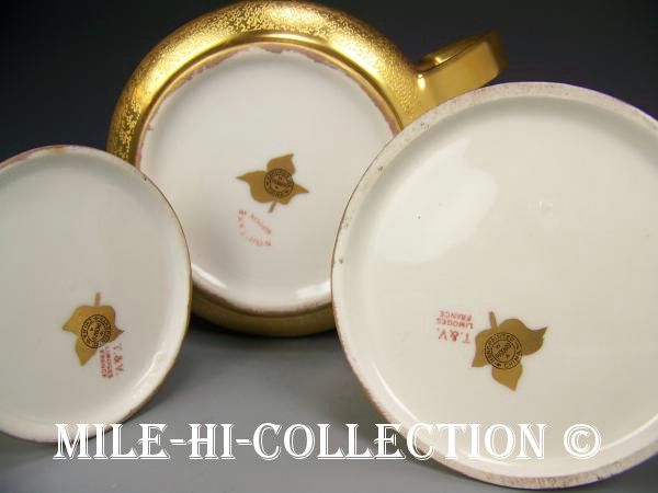 PICKARD LIMOGES HP ENCRUSTED FRUIT GOLD TEA SET GASPER  