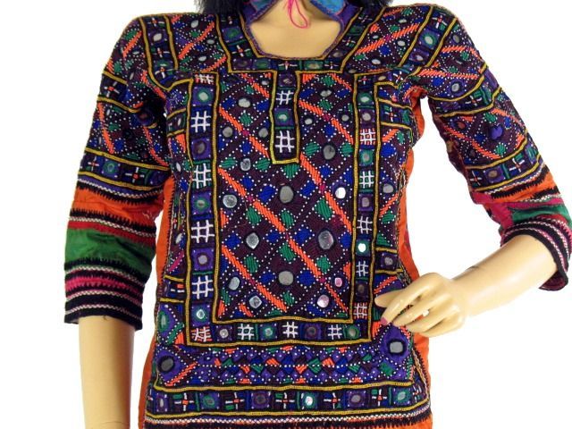 AUTHENTIC VINTAGE BANJARA CHOLI TRIBAL KURTI TUNIC L  