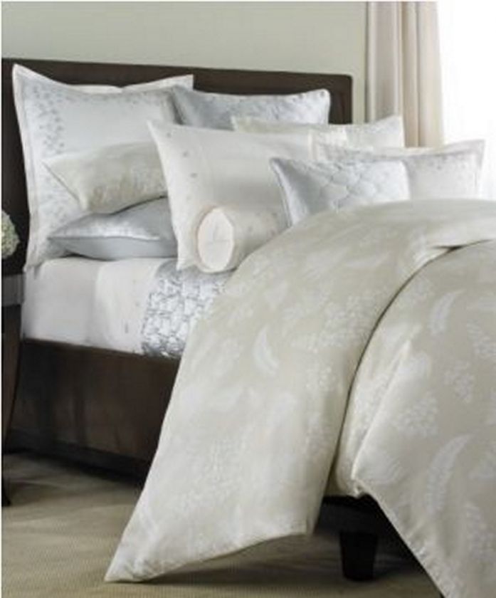 NEW Barbara Barry Fern Hill QUEEN Duvet Cover Pale Green White Print 