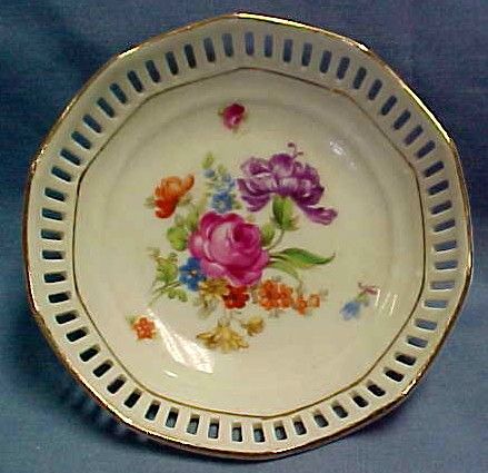 SCHUMANN DRESDEN FLOWERS RETICULATED BOWL /S RHEINLAND  