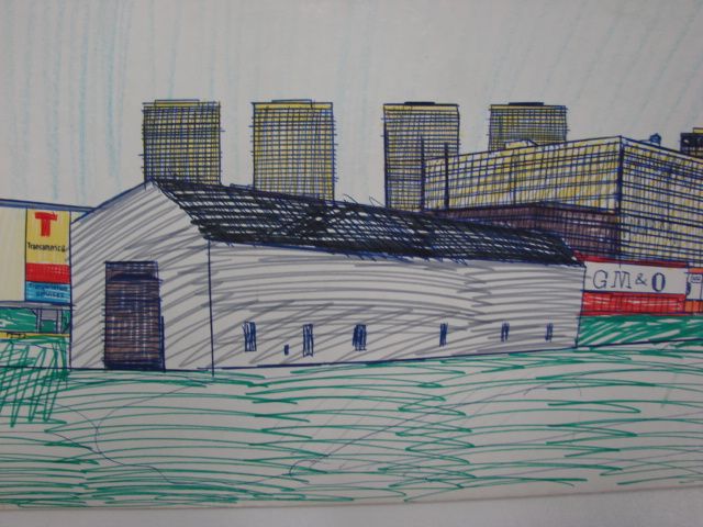 Wesley Willis Drawing Chicago Skyline 1985  Tower  