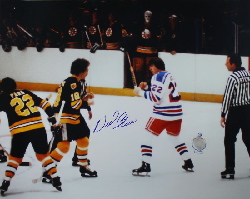 Nick Fotiu Signed NY Rangers Picture vs Wensink 16x20  