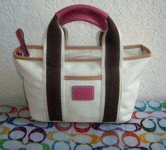 Coach White Hamptons Weekend Mini Tote Handbag  