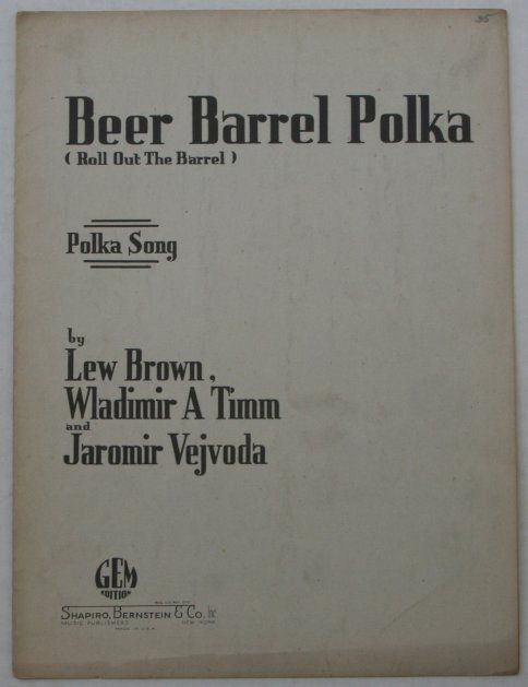 SHEET MUSIC~BEER BARREL POLKA~1934. Description Original vintage 