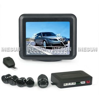 inch LCD Security 4 Reversing Sensors Car Rear View Camera Parking 