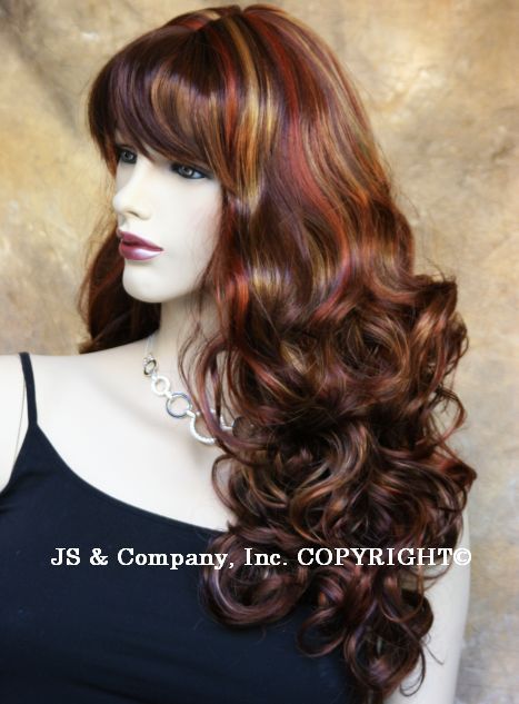 Bouncy Long Wavy Wig 3 Tone wigs Fringe WACA 27 33 130  