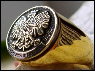 AJS © POLISH EAGLE RING GOLD SURGICAL SEEL POLSKA   D6G  