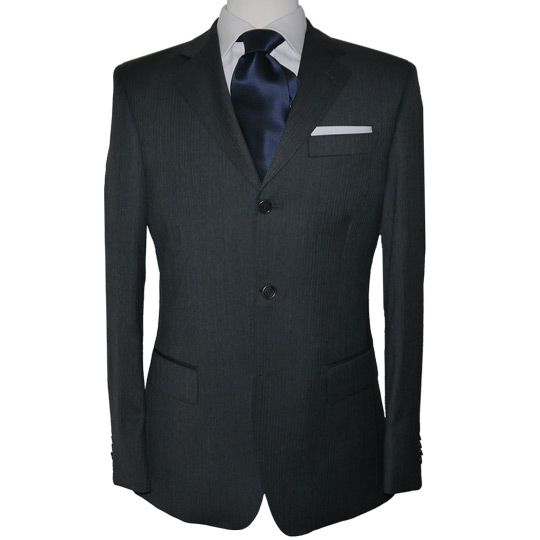   GRAY HERRINGBONE 100% WOOL AUTHENTIC ITALIAN MENS SUIT $1295  