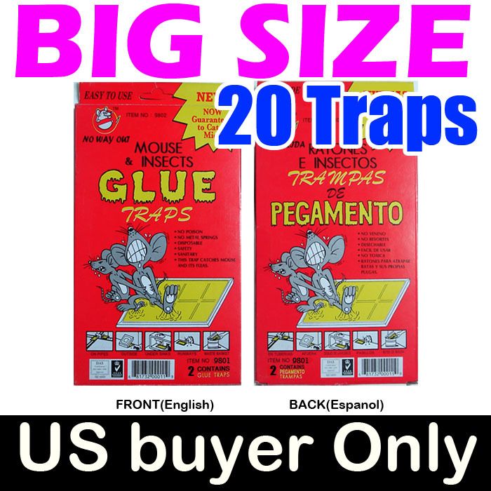 20 Traps ★ Big RAT Mouse Snake Traps Sticky GLUE Boards  