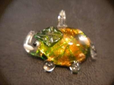 VENETIAN MURANO GLASS w/ Copper Specks ELEPHANT PENDANT  